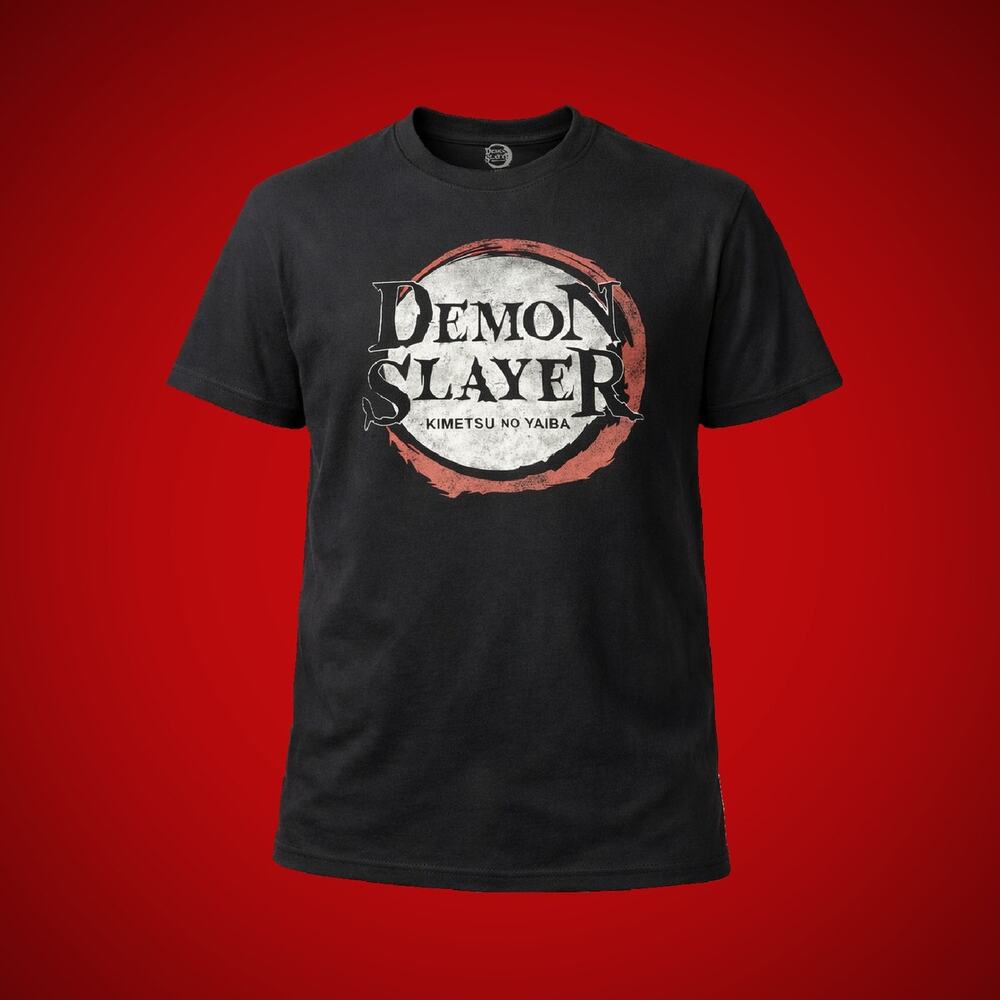 Mens Large Black Kimetsu No Yaiba Demon Slayer Anime Tshirt